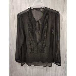 New York & Company Black Sheer Blouse